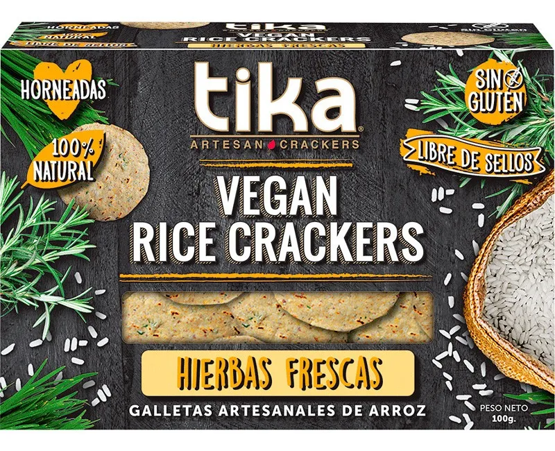 Galletas Vegan Rice Hierbas Frescas 100gr - Tika